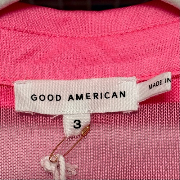 NWT Good American Ruched Long Sleeve Minidress / Coverup Knockout Pink Sz 3 (L) - Picture 8 of 9